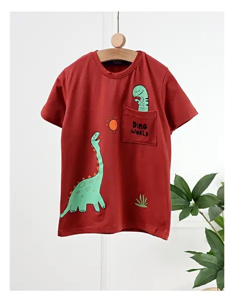 Tricou Dino World, model maro