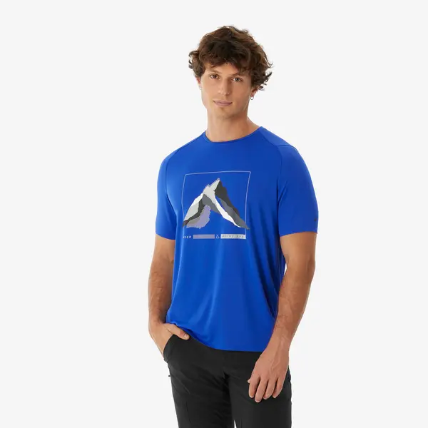 Tricou Drumeție la munte MH500 Albastru Bărbați