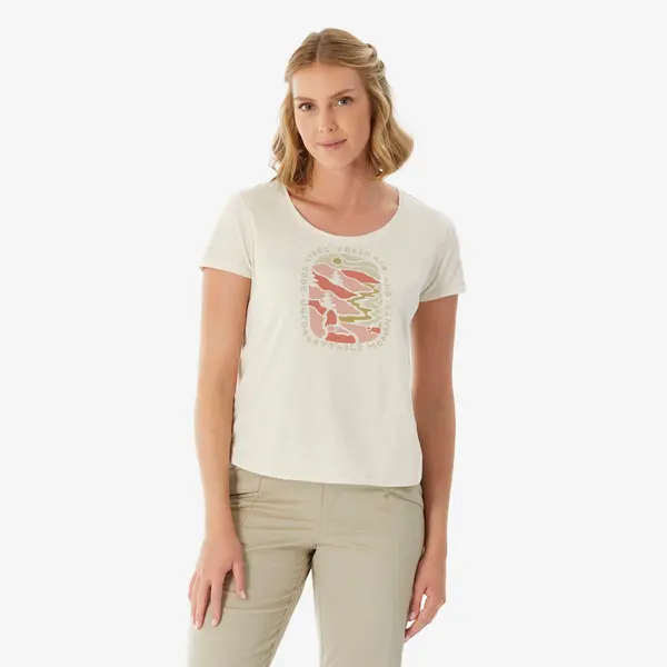 Tricou drumeție NH500 alb damă