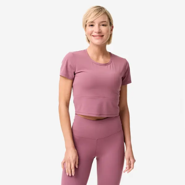 Tricou elastic de yoga și pilates Mov Damă