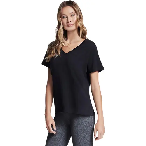 Tricou femei Skechers Pima V-Neck Tee TP130-BLK