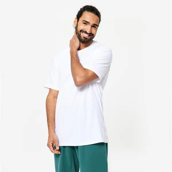 Tricou fitness guler rotund Alb Bărbați