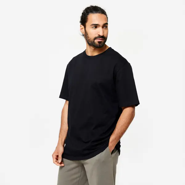 Tricou fitness guler rotund Negru Bărbați