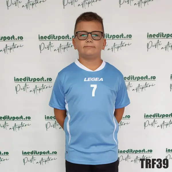 Tricou fotbal copii si adulti LEGEA personalizabil TRF39 3XS, Albastru Deschis