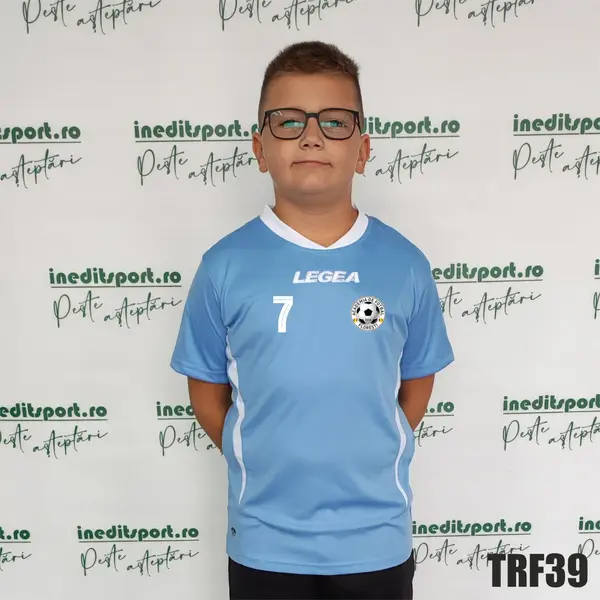 Tricou fotbal copii si adulti LEGEA personalizabil TRF39 XS, Albastru Deschis