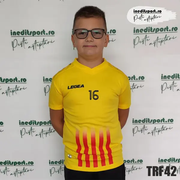 Tricou fotbal copii si adulti LEGEA personalizabil TRF42 S, Galben