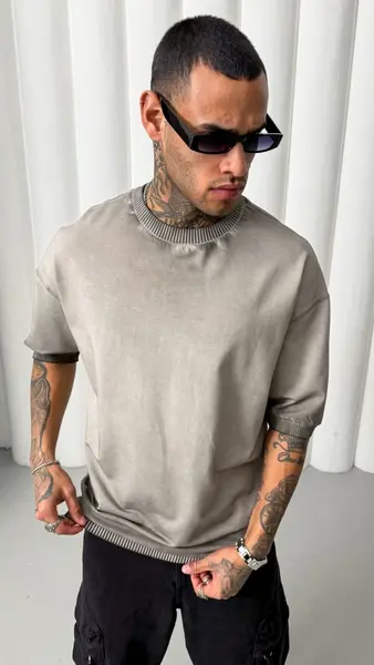 TRICOU OIL WASH BASIC GRAY TSMH4(M25-27) (MĂRIME: S)