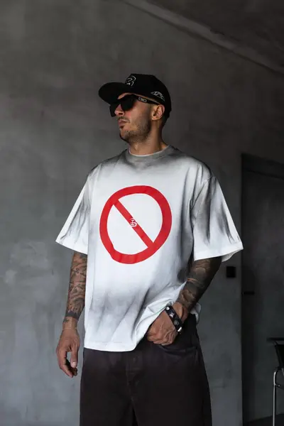TRICOU OVERSIZE FORBIDDEN WHITE TSBI14(1871) (MĂRIME: L)