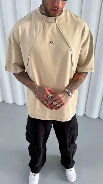 TRICOU OVERSIZE MCH BEIGE TSMH12(M25-60) (MĂRIME: XL)