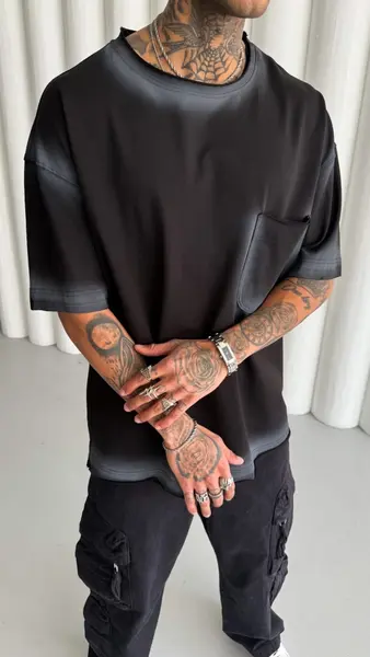TRICOU OVERSIZE SPRAY BLACK TSMH10(M25-11) (MĂRIME: L)