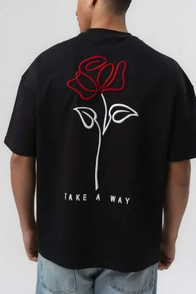 TRICOU OVERSIZE TAKE A WAY ROSE – BLACK TSES14(230) (MĂRIME: XL)