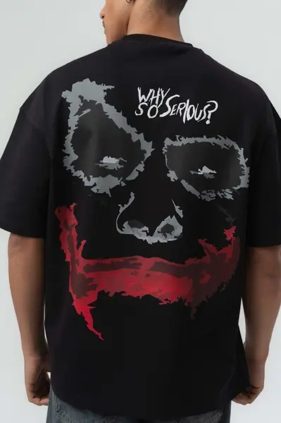 TRICOU OVERSIZE WHY SO SERIOUS – BLACK TSES12(251) (MĂRIME: M)