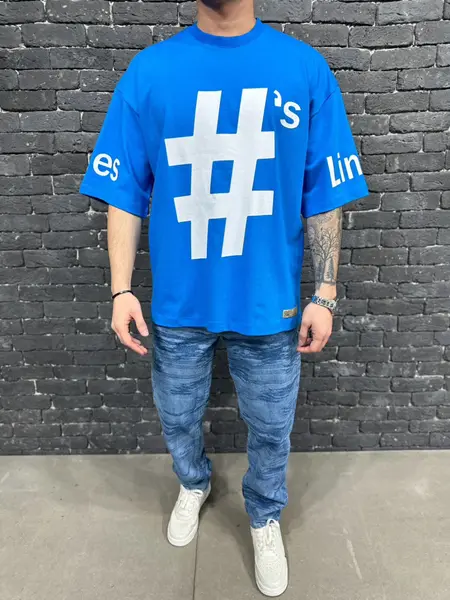 TRICOU OVERSIZED HASTAG SAX-BLUE TSAS441(6414) (MĂRIME: XL)