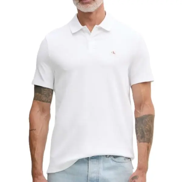 Tricou polo Calvin Klein SS MICRO WAFFLE CLASSIC BADGE PO