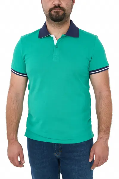 Tricou polo cu garnituri contrastante, Amir, verde pastel (Marime tricou: S)