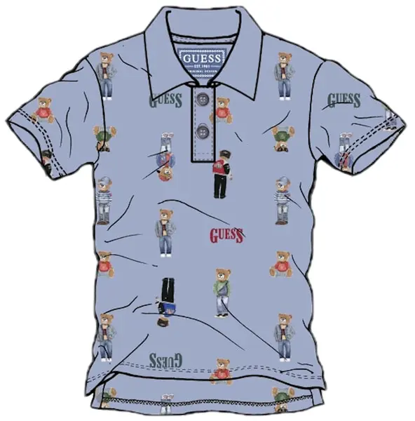 Tricou polo Guess - Cu ursuleți colorați, multicolor, 18 luni