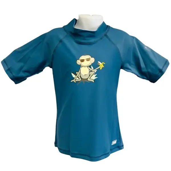 Tricou Protectie UV Copii, Protectie Solara UPF50+, Petrol Jungle, Diverse marimi