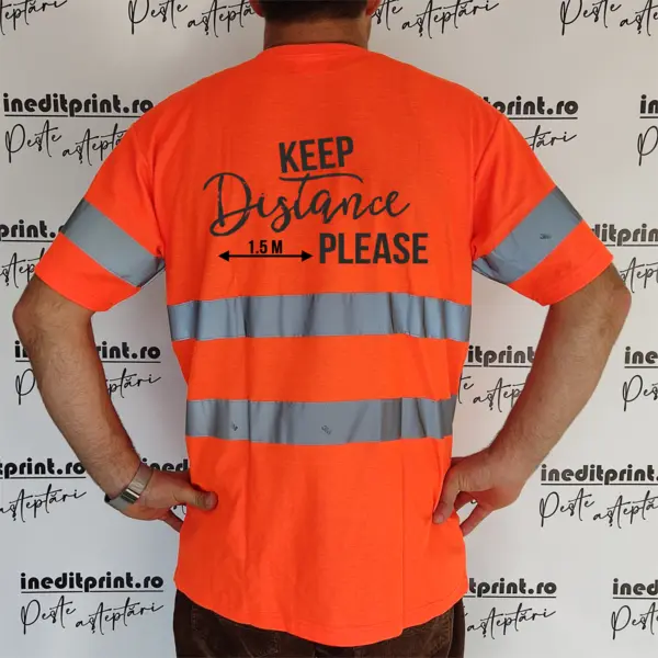 Tricou reflectorizant Keep Distance TRM1 Portocaliu, L