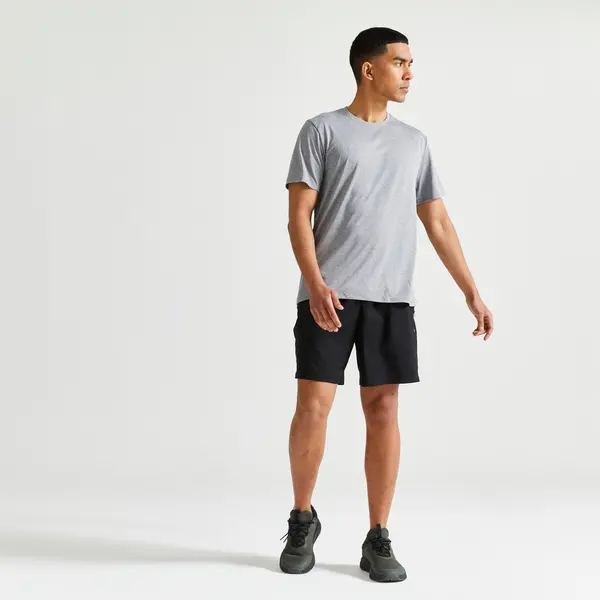 Tricou respirant 100 Fitness cardio Essentiel Gri Bărbați