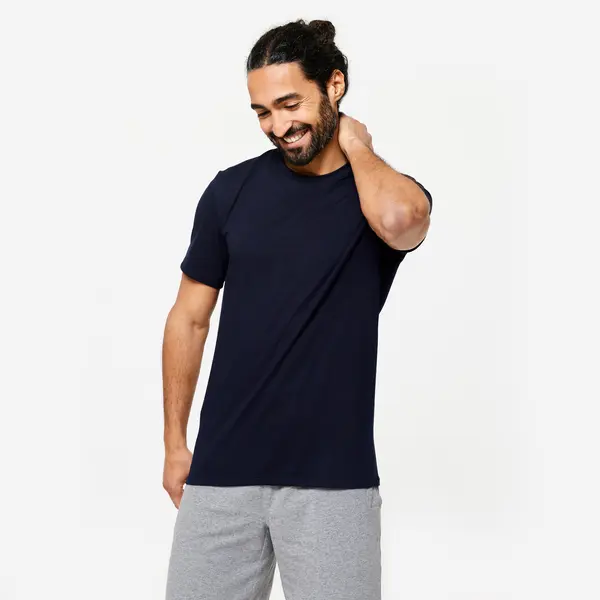 Tricou Slim 500 Fitness Bleumarin Bărbați