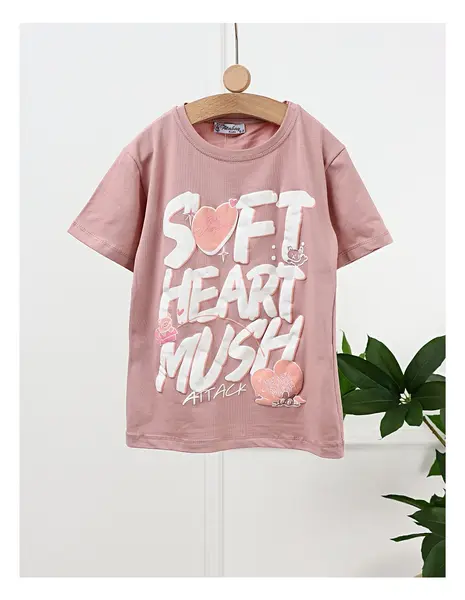 Tricou Soft Heart, model roz-prafuit