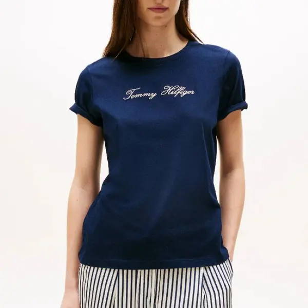 Tricou Tommy Hilfiger LUREX SCRIPT REG C-NK SS TEE