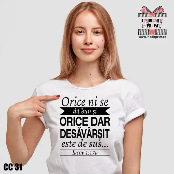 Tricou Verset Iacov 1:17a CC31 -