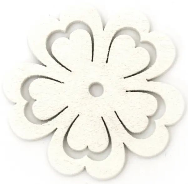 Trifoi de lemn Em Art - 4,8 x 0,25 cm, alb (10 buc.)