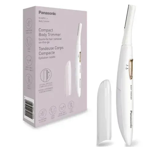 Trimmer compact si portabil pentru corp Panasonic ES-WR51-P503, cap pivotant flexibil si delicat cu pielea, lame otel inoxidabil si rotunjite pe margini (Roz)