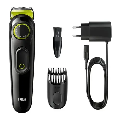 Trimmer pentru barba Braun Series 3 BT3323, Negru/Verde