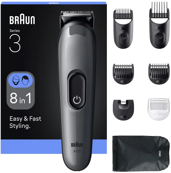 Trimmer pentru față/păr/corp Braun - AIO3540, MS/Grey