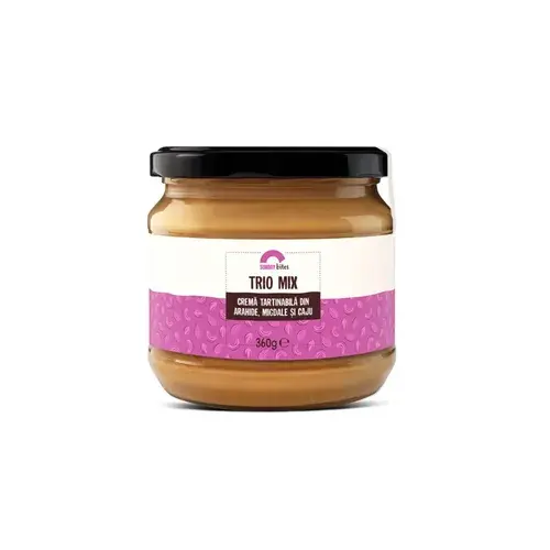 Trio Mix - Cremă Tartinabilă din Arahide, Migdale și Caju, 100% naturală, 360g | Sunday bites