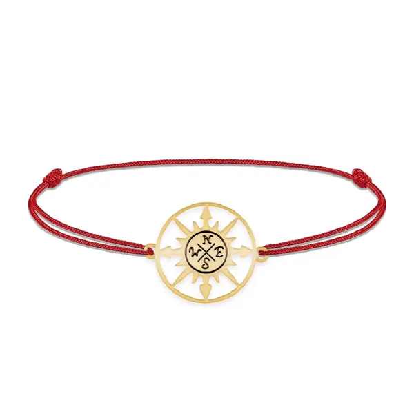 Trip - Bratara personalizata snur busola din argint 925 placat cu aur galben 24K