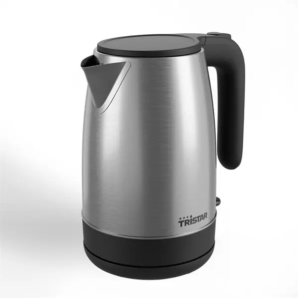 TRISTAR Fierbator Electric Tristar WK-1348, 1.7 L, 2200 W, Otel inoxidabil, Baza rotativa la 360°, Negru-Otel inoxidabil