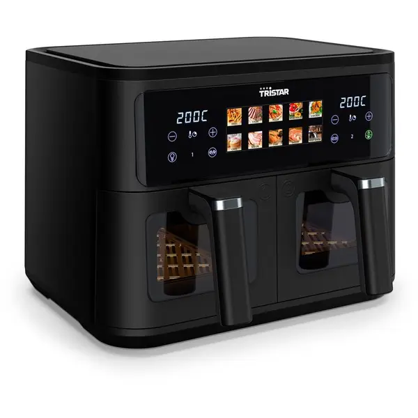 TRISTAR Friteuza cu aer cald Tristar FR-9075 Double Basket Airfryer, capacitate 9 L, 2500 W, Negru