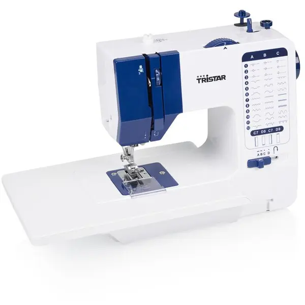 TRISTAR Masina de cusut electromecanica Tristar SM-6005, 38 de programe de cusut integrate, masa de extensie, Alb/Albastru