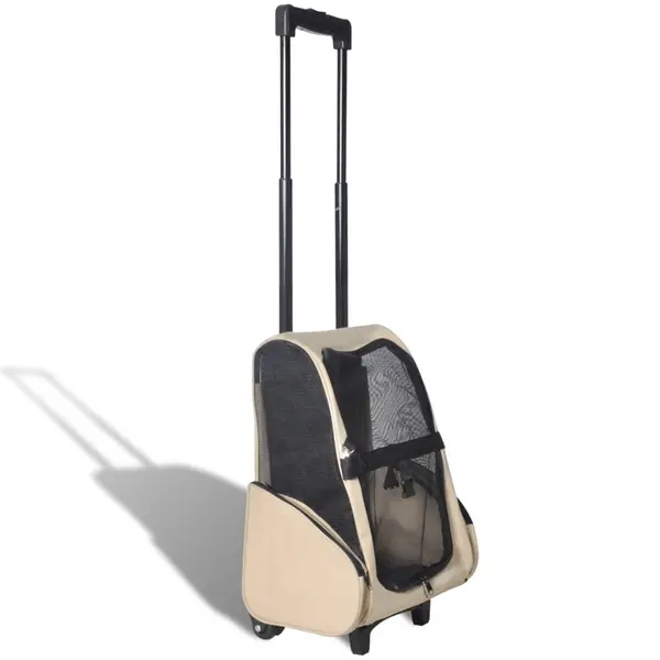 Troller pentru animale de companie multifunctional, pliabil, bej