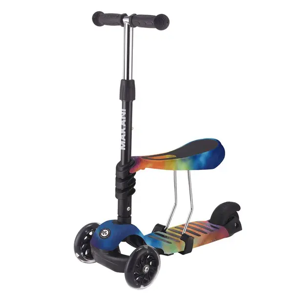 Trotineta cu scaun cu 3 roti unisex peste 1 an Kikka Boo Makani Rainbow