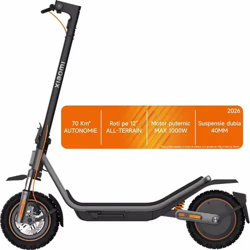 Trotineta electrica Xiaomi Electric Scooter 6 Pro, putere motor 400W, autonomie maxima 70km, viteza maxima 20 Km/h, Greutate Maxima 120kg, Roti 12inch, Negru