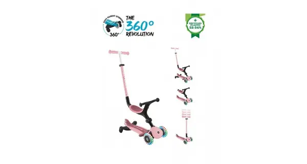 Trotineta globber go-up 3 in 1 active, eco, rotire 360, roz pal