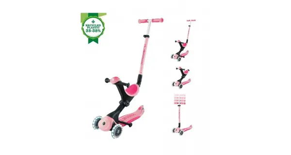Trotineta globber go-up 4 in 1 deluxe lights, ecologic, roz pal