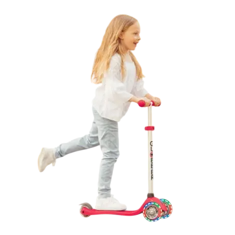 Trotineta globber primo cu lumini, pliabila , culoare roz