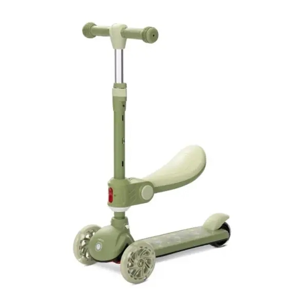 Trotineta, Lorelli Speedster, pana la 50 kg, scaun pliabil si reglabil, maner reglabil, roti cu leduri, frana de picior, Green