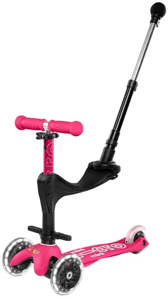 Trotinetă pentru copii 3 în 1 Micro - Mini Deluxe Plus LED, Pink