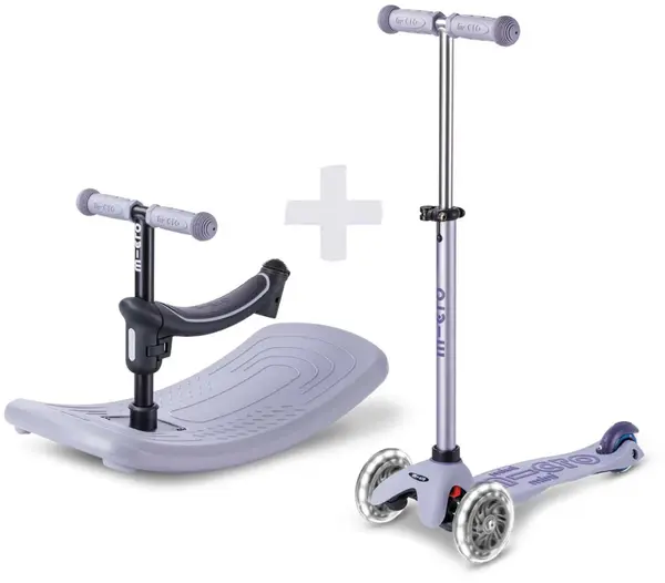 Trotinetă pentru copii 6 în 1 Micro - Mini Deluxe, Rock & Go LED, Lavender Mist
