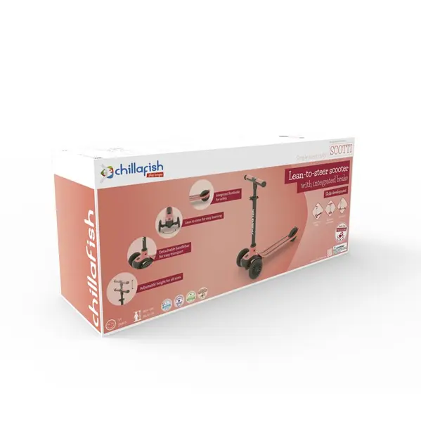 Trotineta pentru copii Chillafish Scotti 2 Flamingo cu ghidon reglabil, roti ABEC-5, greutate admisa 50 kg