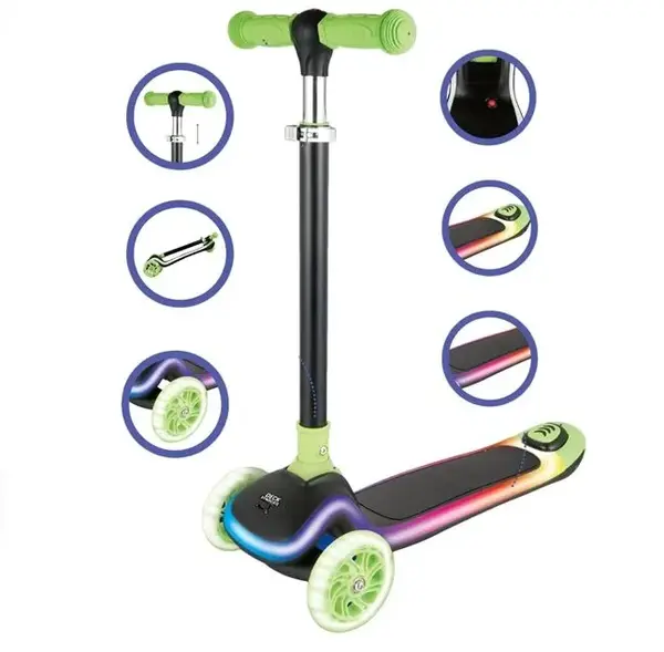 Trotineta pentru copii cu lumini LED, ghidon reglabil, 3 roti, +3 ani