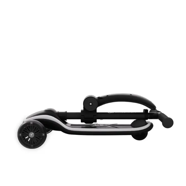 Trotineta pentru copii Kinderkraft Raket Up Black pliabila, reglabila, cu lumini Led si scaunel