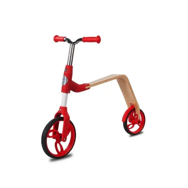 Trotineta pentru copii Sun Baby 006 EVO 360 Red, transformabila in bicicleta de echilibru fara pedale, vasrta 3-5 ani, greutatea maxima 20 kg, roti mari cauciucate, frana de picior pe roata din spate