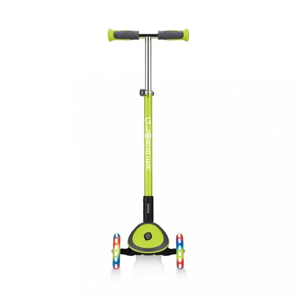 Trotineta pliabila Globber Elite Deluxe Lights Verde, roti LED, pliabila, din aluminiu, ghidon reglabil, greutate suportata 50 kg, varsta 3 ani+